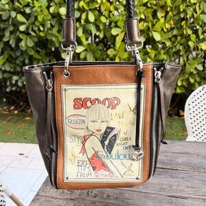 Tom Clancy Brighton Leather Shoulder Bag Magazine Print Fashionista Cover Girls